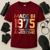 Retro Made In 1975 50 Years Of Being Awesome Birthday Performance Shirt