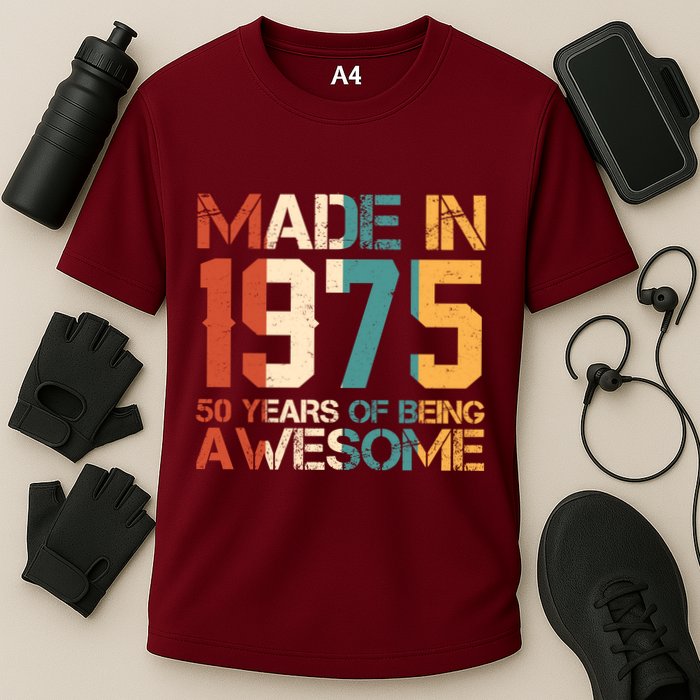 Retro Made In 1975 50 Years Of Being Awesome Birthday Performance Shirt