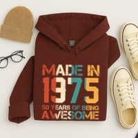 Retro Made In 1975 50 Years Of Being Awesome Birthday Hoodie
