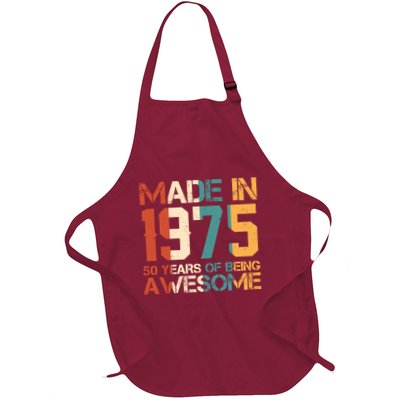 Retro Made In 1975 50 Years Of Being Awesome Birthday Full-Length Apron With Pockets