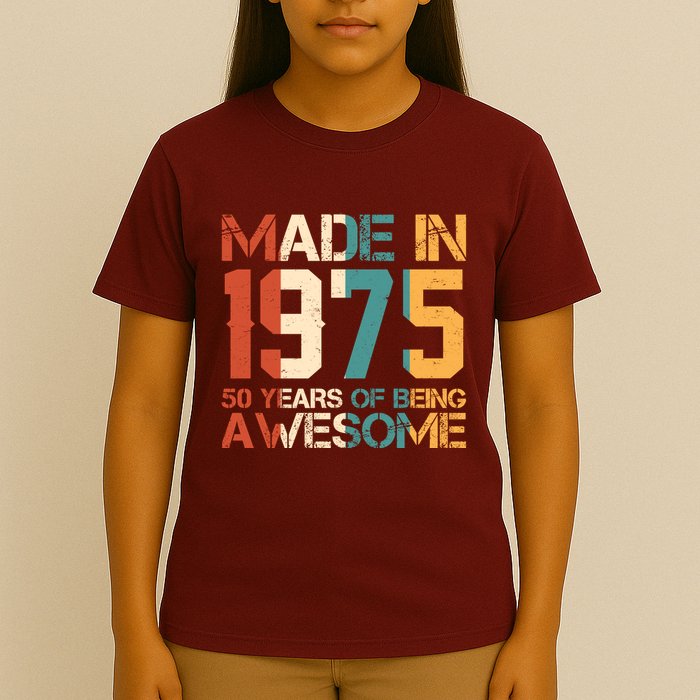 Retro Made In 1975 50 Years Of Being Awesome Birthday T-Shirt