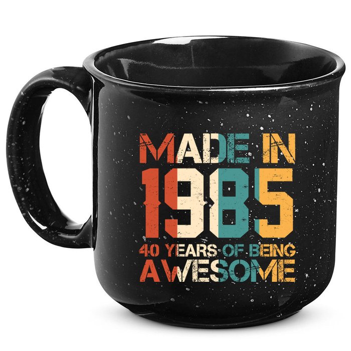 Retro Made In 1985 40 Years Of Being Awesome Birthday 15oz Campfire Ceramic Mug