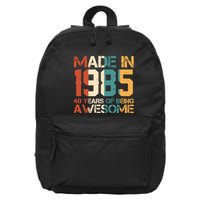 Retro Made In 1985 40 Years Of Being Awesome Birthday 16 in Basic Backpack