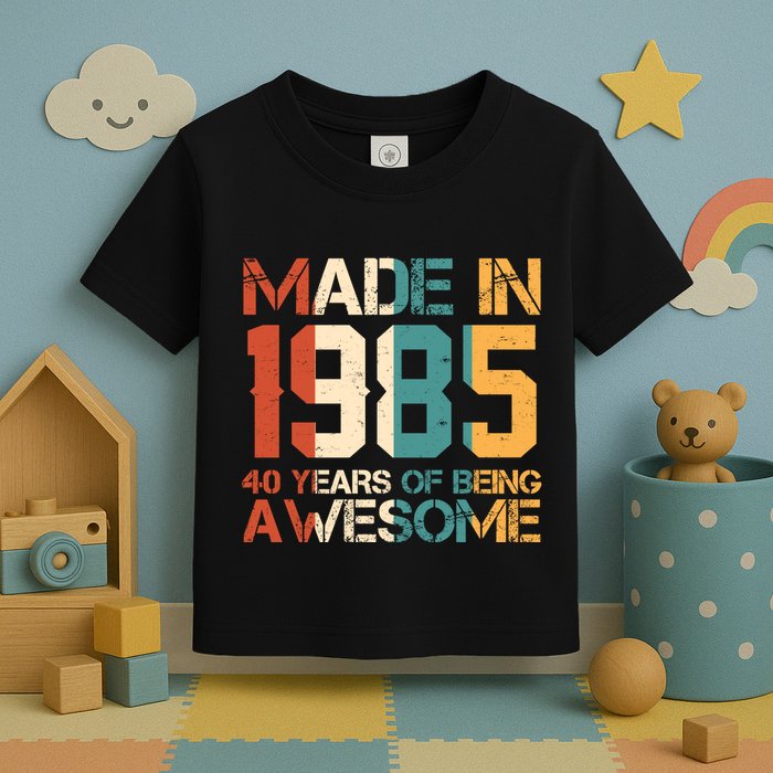 Retro Made In 1985 40 Years Of Being Awesome Birthday Toddler T-Shirt