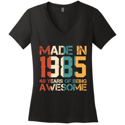 Retro Made In 1985 40 Years Of Being Awesome Birthday Women's V-Neck T-Shirt