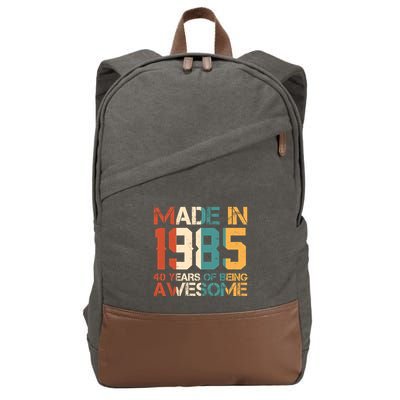Retro Made In 1985 40 Years Of Being Awesome Birthday Cotton Canvas Backpack