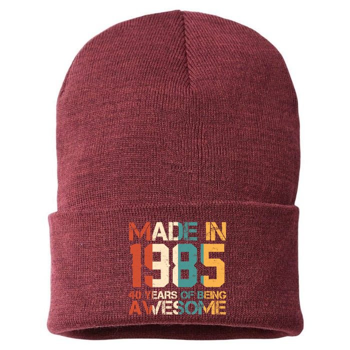 Retro Made In 1985 40 Years Of Being Awesome Birthday Sustainable Knit Beanie