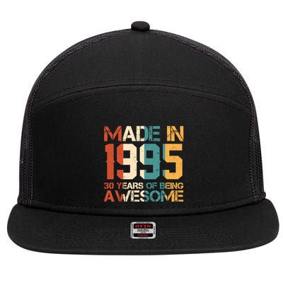 Retro Made In 1995 30 Years Of Being Awesome Birthday 7 Panel Mesh Trucker Snapback Hat