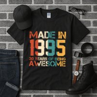 Retro Made In 1995 30 Years Of Being Awesome Birthday Tall T-Shirt