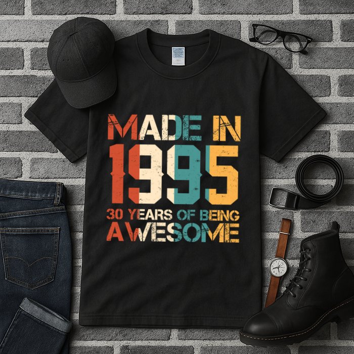 Retro Made In 1995 30 Years Of Being Awesome Birthday Tall T-Shirt
