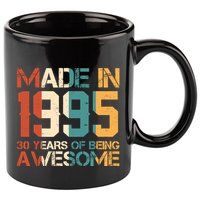 Retro Made In 1995 30 Years Of Being Awesome Birthday 11oz C Handle Ceramic Mug