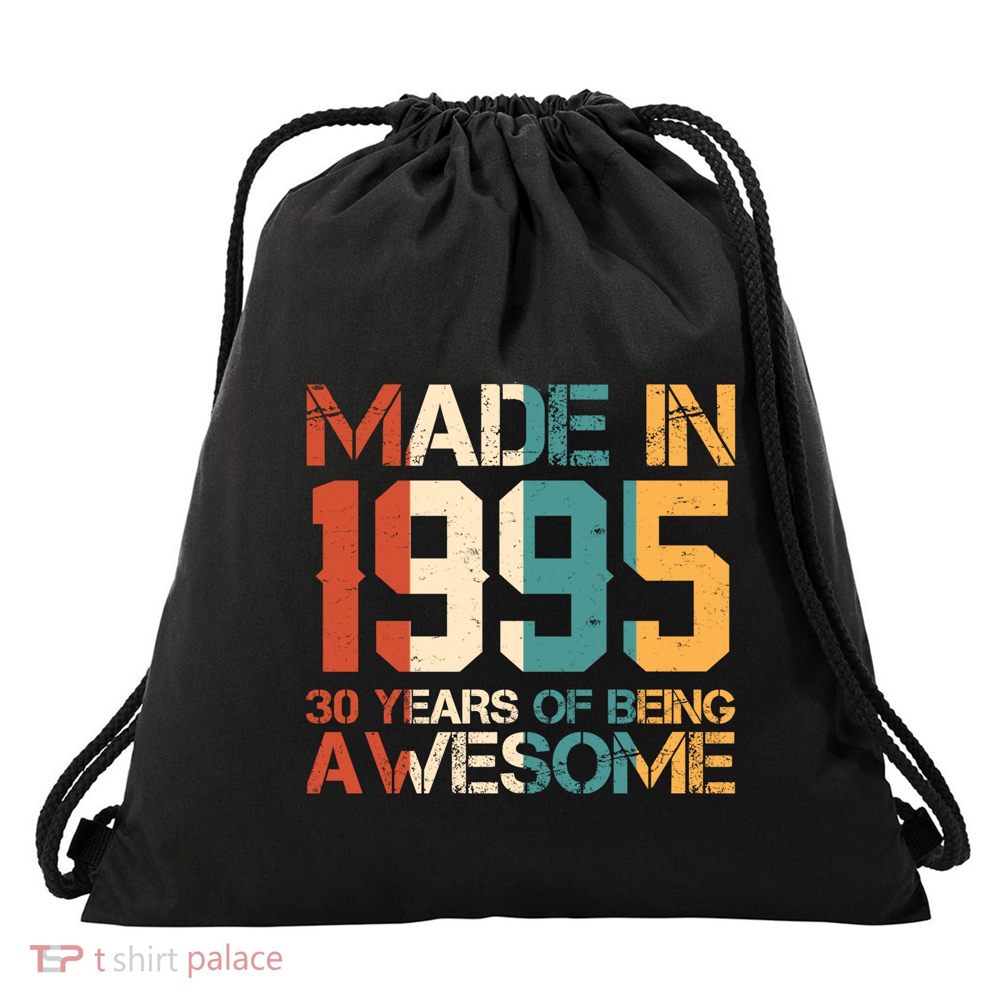 Retro Made In 1995 30 Years Of Being Awesome Birthday Drawstring Bag