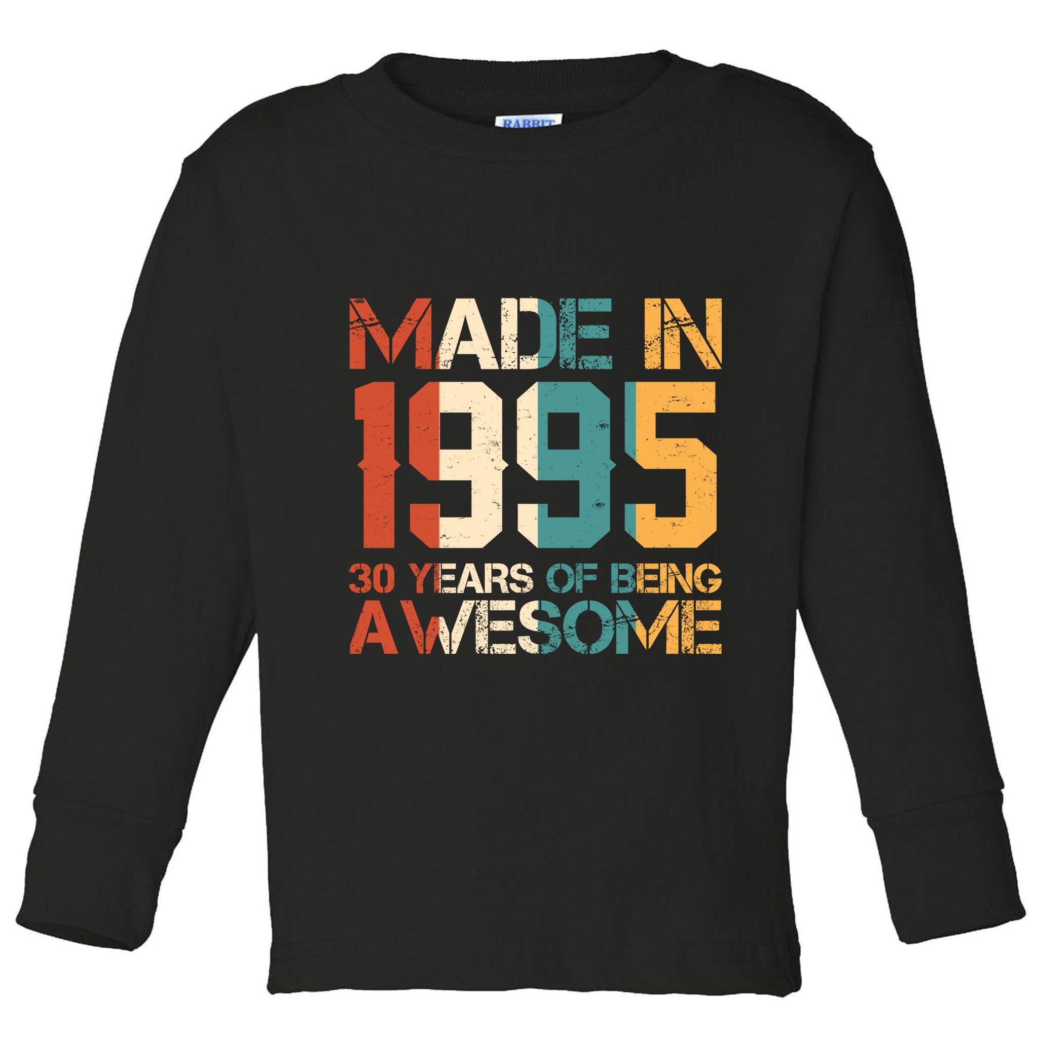 Retro Made In 1995 30 Years Of Being Awesome Birthday Toddler Long Sleeve Shirt