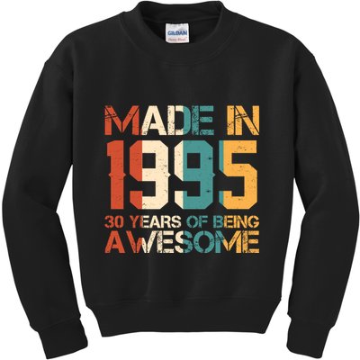 Retro Made In 1995 30 Years Of Being Awesome Birthday Kids Sweatshirt