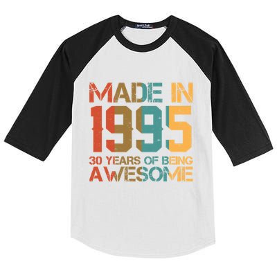 Retro Made In 1995 30 Years Of Being Awesome Birthday Kids Colorblock Raglan Jersey