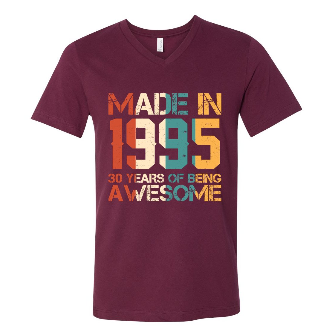 Retro Made In 1995 30 Years Of Being Awesome Birthday V-Neck T-Shirt
