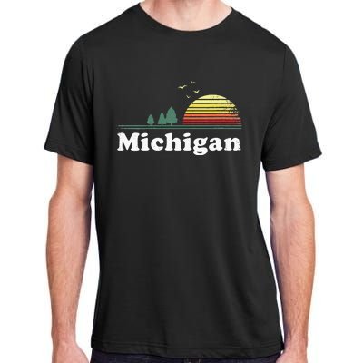 Retro Michigan Image Novelty Home MI State Souvenir Adult ChromaSoft Performance T-Shirt