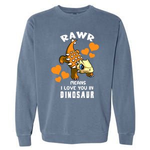 Rawr Means I Love You In Dinosaur Baby Ankylosaurus Design Sweatshirt Garment-Dyed Sweatshirt