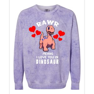 Rawr Means I Love You In Dinosaur Brontosaurus Design Gift Colorblast Crewneck Sweatshirt