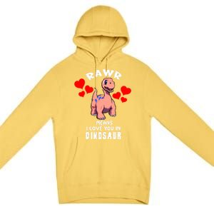 Rawr Means I Love You In Dinosaur Brontosaurus Design Gift Premium Pullover Hoodie