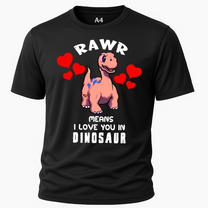 Rawr Means I Love You In Dinosaur Brontosaurus Design Gift Cooling Performance Crew T-Shirt