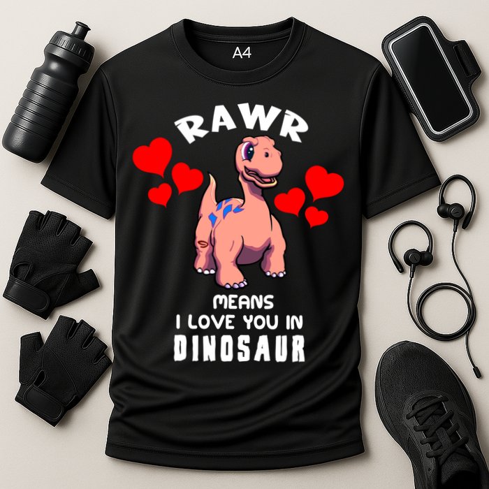 Rawr Means I Love You In Dinosaur Brontosaurus Design Gift Cooling Performance Crew T-Shirt
