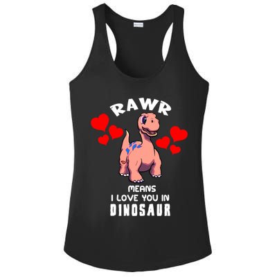 Rawr Means I Love You In Dinosaur Brontosaurus Design Gift Ladies PosiCharge Competitor Racerback Tank
