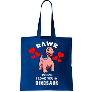 Rawr Means I Love You In Dinosaur Brontosaurus Design Gift Tote Bag