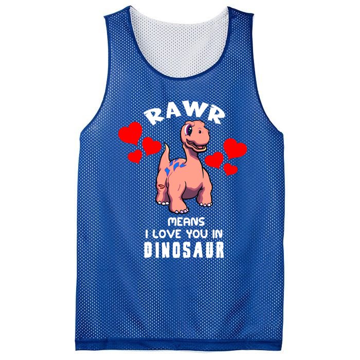 Rawr Means I Love You In Dinosaur Brontosaurus Design Gift Mesh Reversible Basketball Jersey Tank