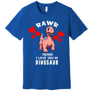 Rawr Means I Love You In Dinosaur Brontosaurus Design Gift Premium T-Shirt