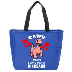 Rawr Means I Love You In Dinosaur Brontosaurus Design Gift Zip Tote Bag