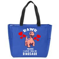 Rawr Means I Love You In Dinosaur Brontosaurus Design Gift Zip Tote Bag