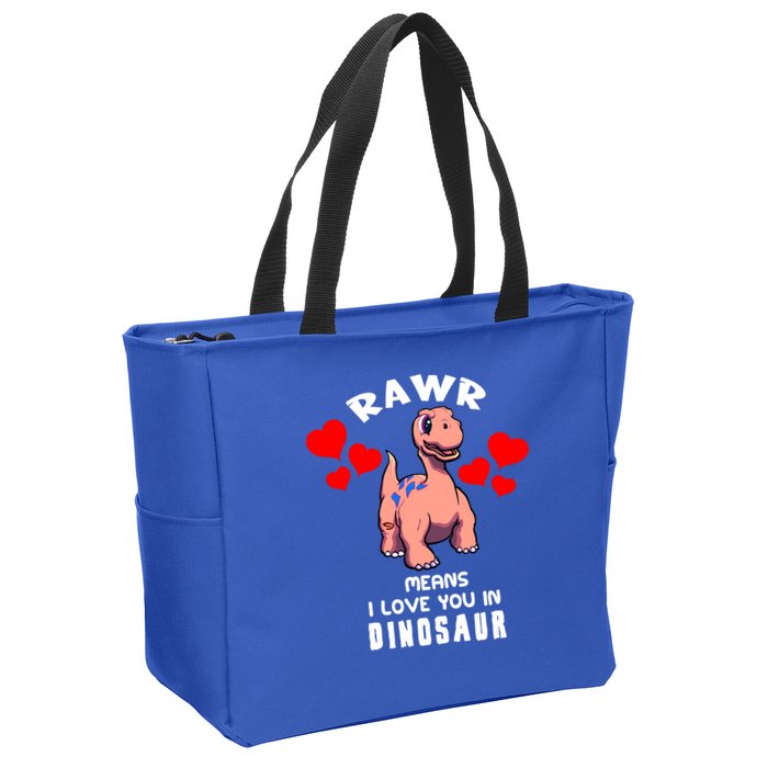 Rawr Means I Love You In Dinosaur Brontosaurus Design Gift Zip Tote Bag