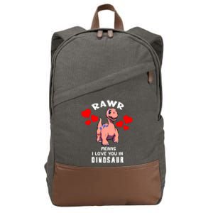 Rawr Means I Love You In Dinosaur Brontosaurus Design Gift Cotton Canvas Backpack