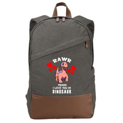 Rawr Means I Love You In Dinosaur Brontosaurus Design Gift Cotton Canvas Backpack