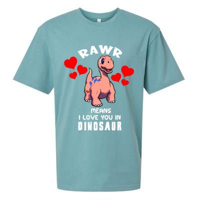 Rawr Means I Love You In Dinosaur Brontosaurus Design Gift Sueded Cloud Jersey T-Shirt