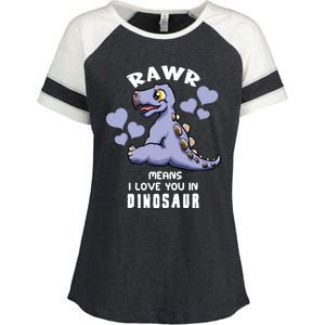 Rawr Means I Love You In Dinosaur Stegosaurus Design Gift Enza Ladies Jersey Colorblock Tee