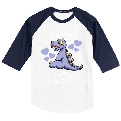 Rawr Means I Love You In Dinosaur Stegosaurus Design Gift Baseball Sleeve Shirt