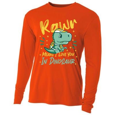 Rawr Means I Love You In Dinosaur Design And Gift Cooling Performance Long Sleeve Crew