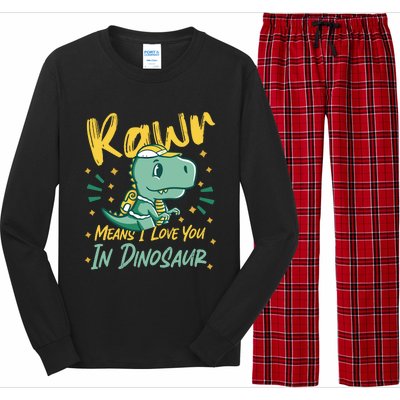 Rawr Means I Love You In Dinosaur Design And Gift Long Sleeve Pajama Set