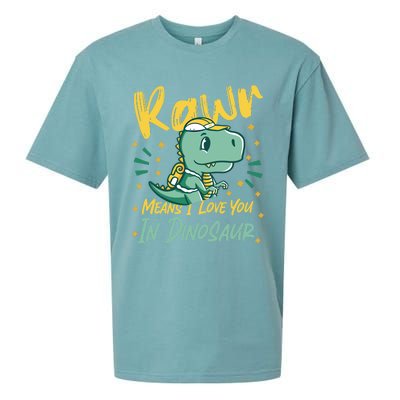 Rawr Means I Love You In Dinosaur Design And Gift Sueded Cloud Jersey T-Shirt