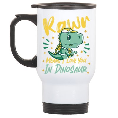 Rawr Means I Love You In Dinosaur Design And Gift Stainless Steel Travel Mug