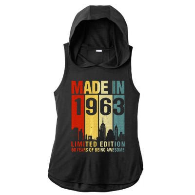 Retro Made In 1963 Limited Edition 60 Years Of Being Awesome Ladies PosiCharge Tri-Blend Wicking Draft Hoodie Tank