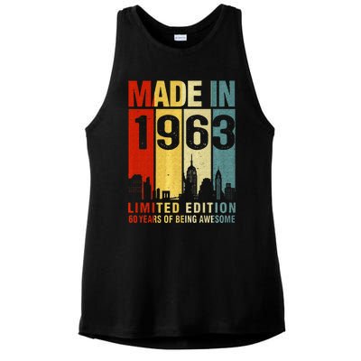 Retro Made In 1963 Limited Edition 60 Years Of Being Awesome Ladies PosiCharge Tri-Blend Wicking Tank