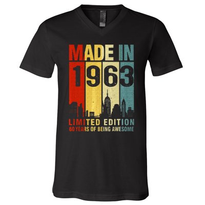 Retro Made In 1963 Limited Edition 60 Years Of Being Awesome V-Neck T-Shirt