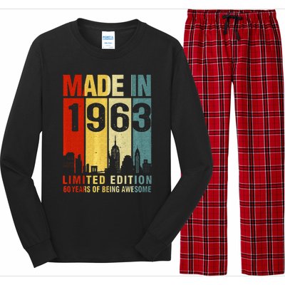 Retro Made In 1963 Limited Edition 60 Years Of Being Awesome Long Sleeve Pajama Set