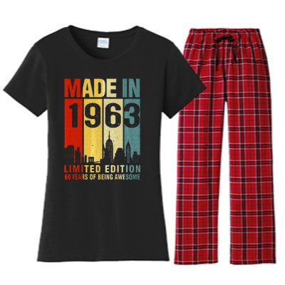 Retro Made In 1963 Limited Edition 60 Years Of Being Awesome Women's Flannel Pajama Set