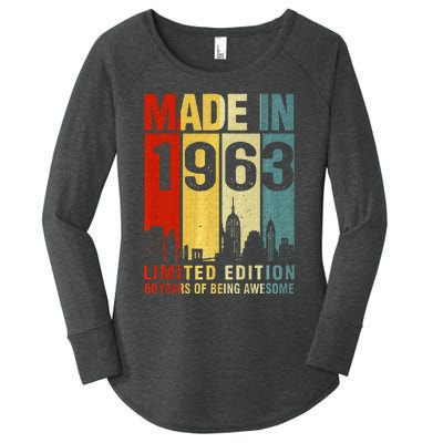 Retro Made In 1963 Limited Edition 60 Years Of Being Awesome Women's Perfect Tri Tunic Long Sleeve Shirt