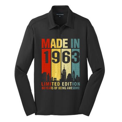 Retro Made In 1963 Limited Edition 60 Years Of Being Awesome Silk Touch Performance Long Sleeve Polo