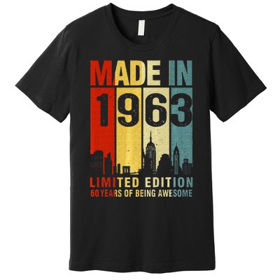 Retro Made In 1963 Limited Edition 60 Years Of Being Awesome Premium T-Shirt